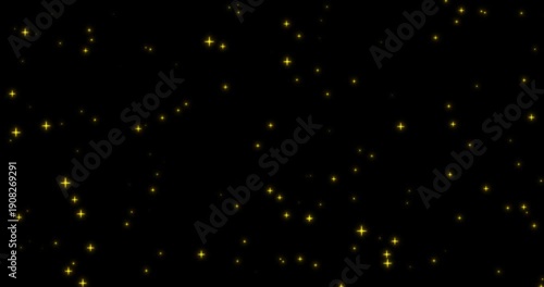 Shimmering star particles are evenly distributed in space, creating the feeling of a starry sky. Their immobility gives the stage mystery, filling it with quiet cosmic energy.
