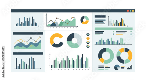 Data Visualization Dashboard with Various Charts and Graphs for Analysis