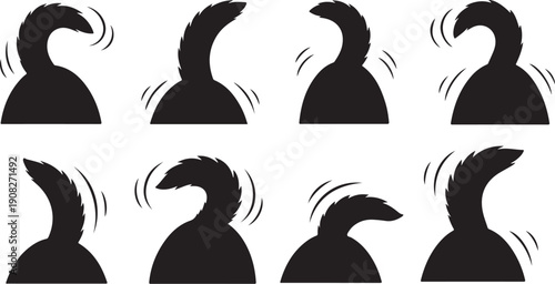 Silhouette of a person shaking head in various motions and emotions