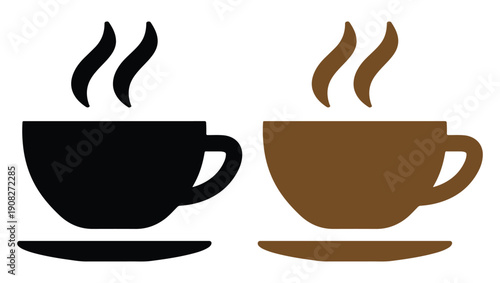 Hot and iced coffee cups with steam vector illustration flat design