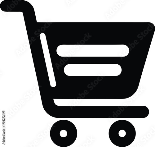 Black and white shopping cart with two wheels and a handle 1