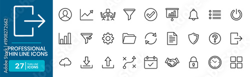Professional thin line icons set with a numerical value of 27