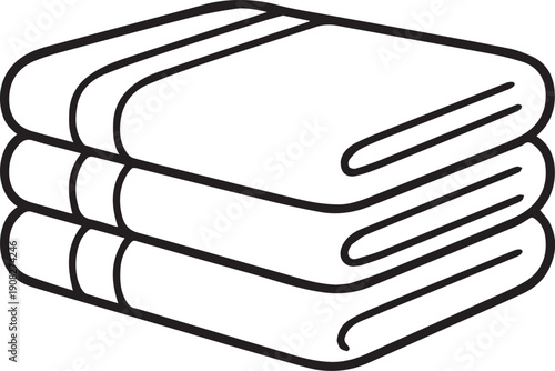 A neat stack of fresh, folded towels, ready for use in a clean, modern bathroom setting, representing a sense of comfort, cleanliness, and relaxation.