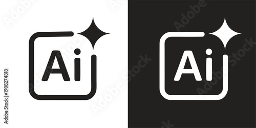 Generate icon. Artificial intelligence technology. AI enters by command prompt to generate ideas. Chat with AI. Icon element for apps web. Computer help assistant. Vector illustration.