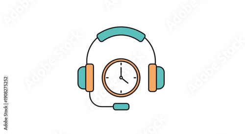 24 7 Customer Support Concept with Headset and Clock Icon for Service Availability