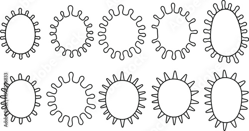 Viral structures in various stages of development