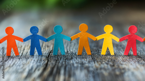 Paper cut colorful people, inclusion, community childhood concept