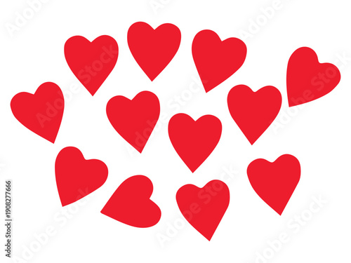 Red heart love vector drawn illustration of a set of hearts Art