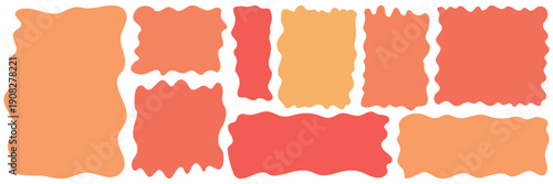 Set of warm orange rough edge rectangle, soft color block collection for feminine branding, social media templates, lifestyle blogs and cozy packaging