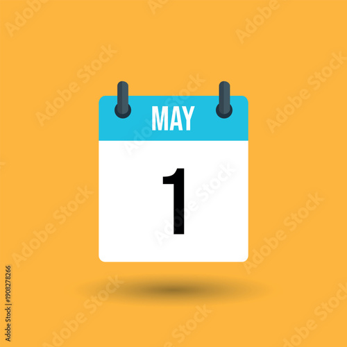 Calendar Page Showing May 1st on Yellow Background 1