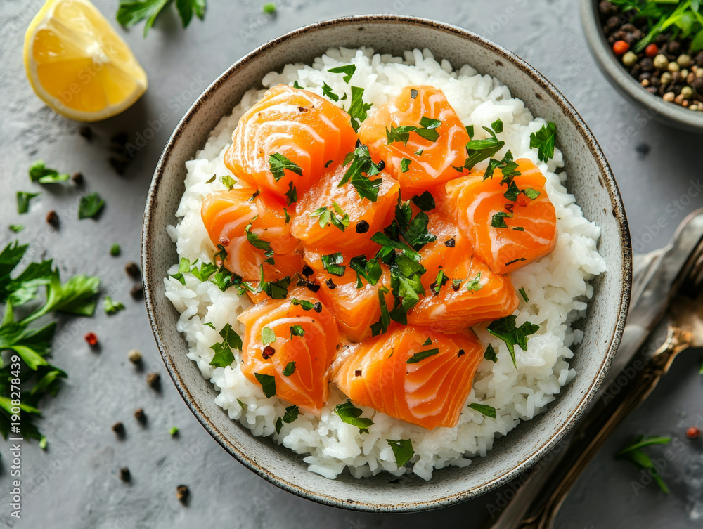 custom made wallpaper toronto digitalWhite rice with salmon and avocado