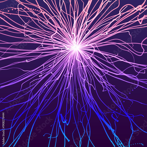 Point explode. Dynamic particles. Abstract background. Vector illustration for brochure, poster, presentation, flyer or banner.