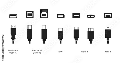 USBオス端子（プラグ）形状の種類一覧イラスト｜ケーブル先端規格比較