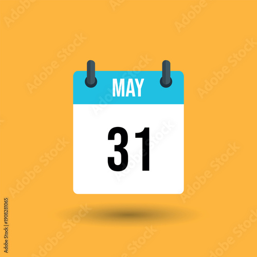 Calendar Page Showing May 31 on Yellow Background date