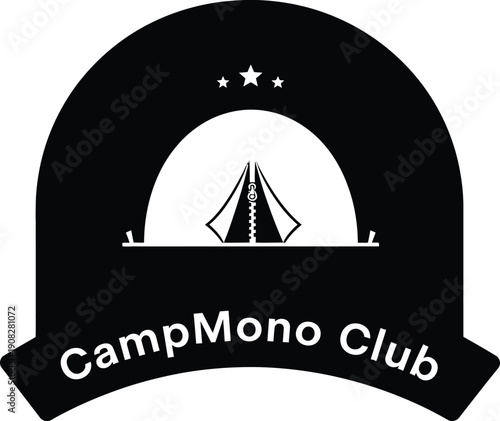 Adventurous Minimalist Graphic Design Badge Logo for Camping Club Vector Illustration