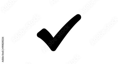 Handcrafted black checkmark symbol on clean white backdrop offering visual clarity and precision