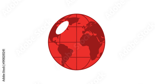 Graphical red earth icon reflecting globalization trends and global interconnection strategy