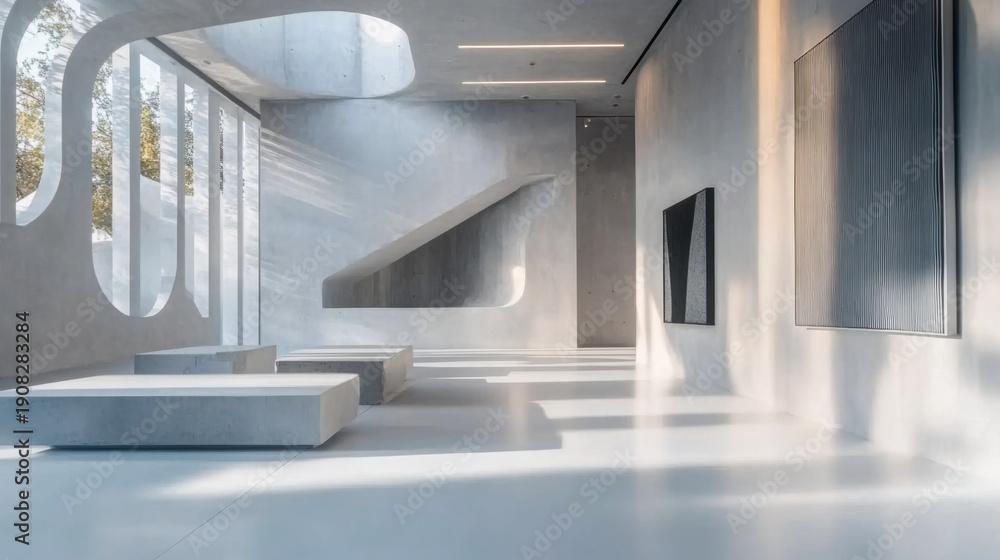 custom made wallpaper toronto digitalSunlit art space hall with modern architecture design