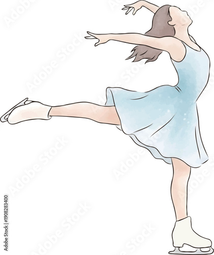 フィギュアスケーターの水彩風イラスト