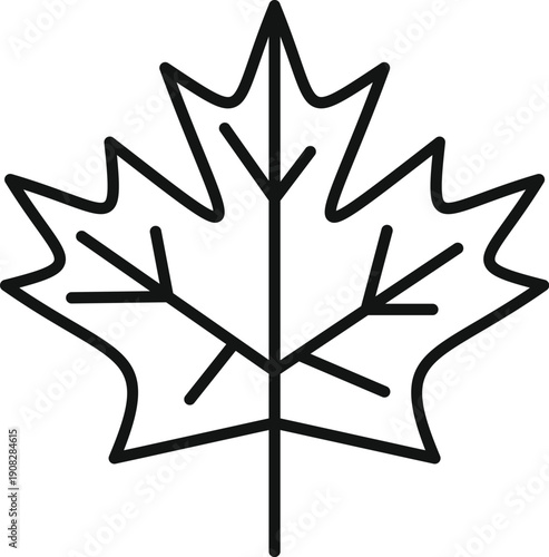 Maple leaf line art icon illustrating canadian culture and autumn season