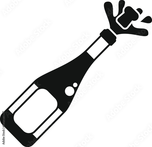 Sparkling wine bottle opening with a loud pop, symbolizing celebration and success