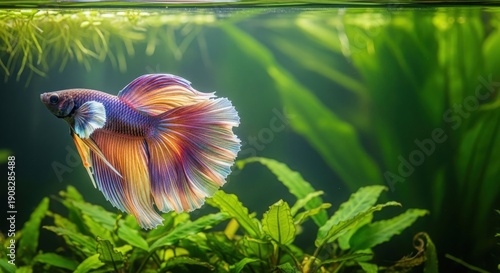 Wallpaper Mural Magnificent Male Betta Fish in Lush Aquarium Environment Torontodigital.ca