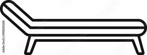 Sunbed outline representing relaxation, summer, beach, and leisure activities