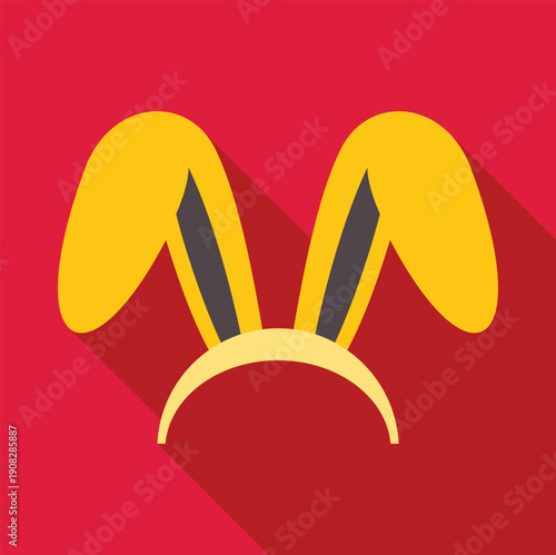 Bunny ears headband showing a flat design icon on a red background