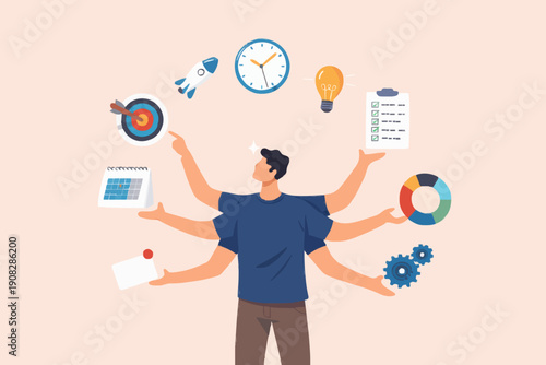 Busy Person With Many Tasks