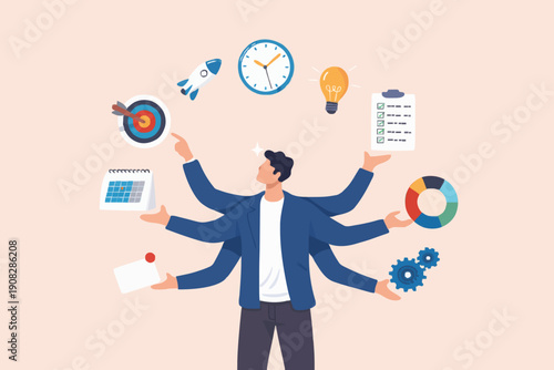 Busy Person With Many Tasks