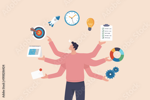 Person Managing Multiple Tasks