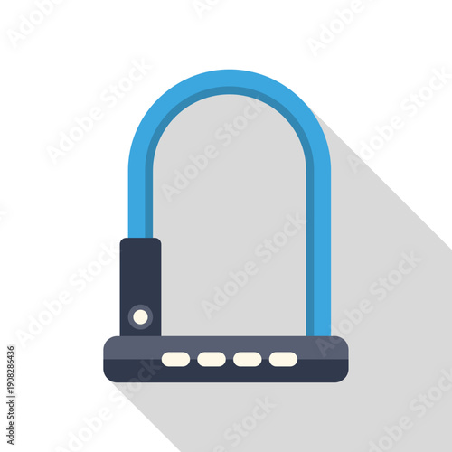 U lock icon representing bicycle security and theft protection with long shadow