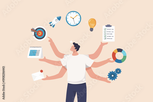 Busy Person With Many Tasks