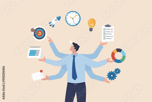 Busy Person Managing Tasks