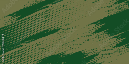 Abstract Army Green Grunge Texture with Halftone Dot Pattern