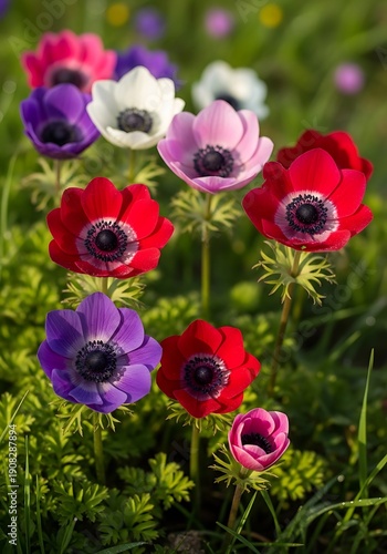 Anemone Bloom: Vibrant Colors in a Spring Meadow