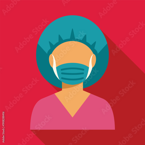 Medical worker wearing a surgical mask and cap for protection against illness