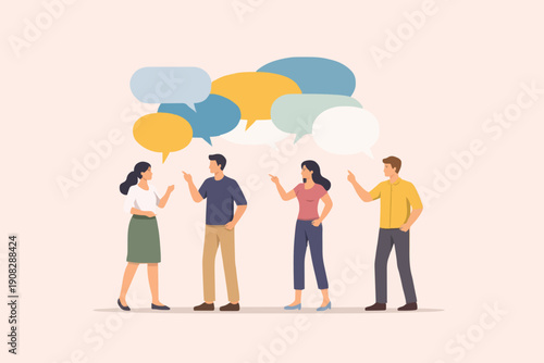 Wallpaper Mural People Talking With Speech Bubbles Torontodigital.ca