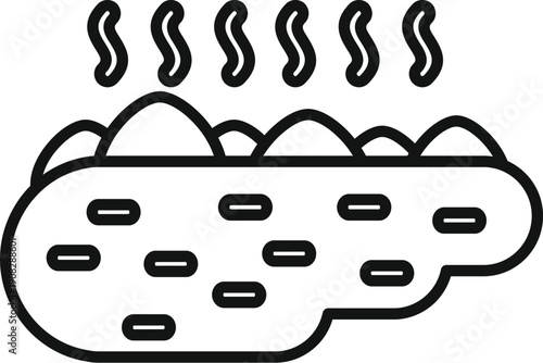 Compost pile decomposing, releasing steam and nutrients for healthy soil