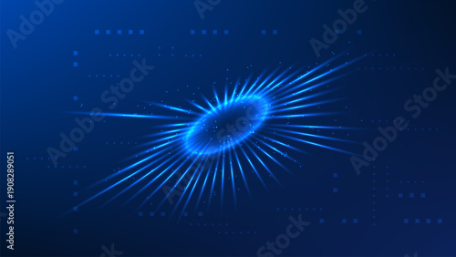 Abstract Technology Background with Digital Light Beam Pattern, Futuristic Data Flow Concept, Hi-Tech Innovation Design for Poster, Cover, Brochure, Flyer and Website, Digital Beam Vector Illustration