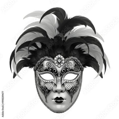 Wallpaper Mural Ornate black and silver Venetian masquerade mask with feathers, perfect for costume parties and Mardi Gras celebrations Torontodigital.ca