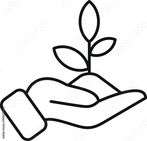 Hand holding a small plant in soil, symbolizing new life, growth, and care
