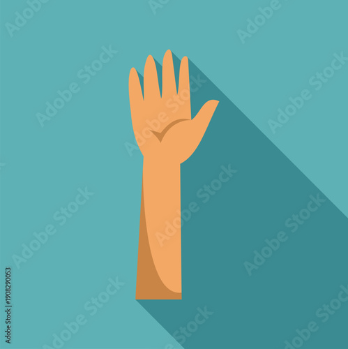 Raised hand showing participation volunteering voting or questioning