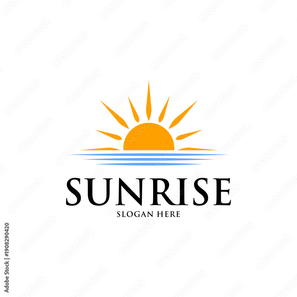 Fototapeta premium sunrise logo design featuring sun rising above horizon