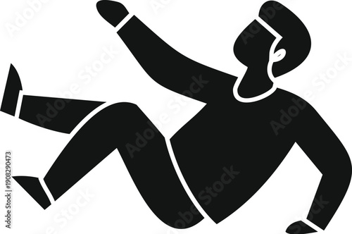 Man in silhouette falling or slipping, representing a danger or accident