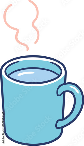 湯気の出ているマグカップのイラスト　ホットドリンクアイコン