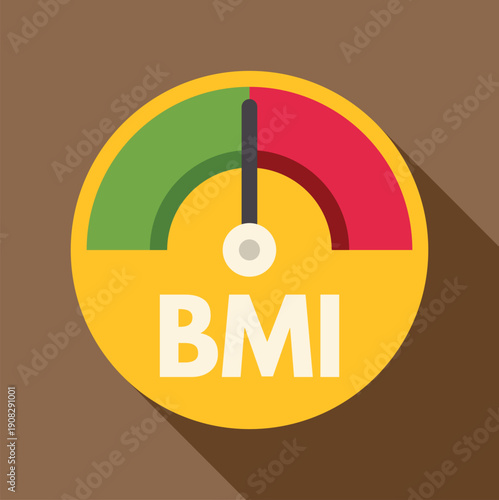 Bmi meter showing an unhealthy body mass index with a red zone