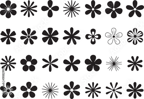 Flower icons set. Abstract flower icons isolated on white background. Flower simple icon.