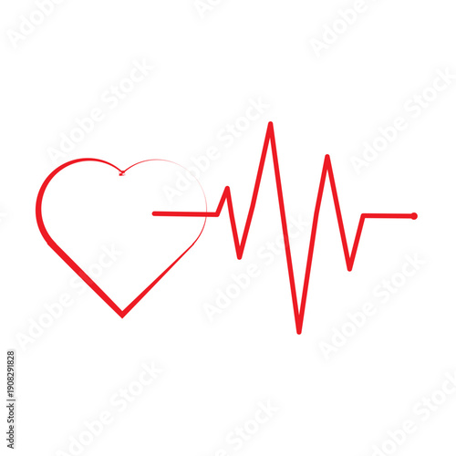 heart and heartbeat symbol on white Background