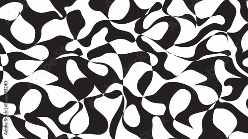 Abstract Black and White Swirls Pattern, Optical Illusion, Psychedelic Art